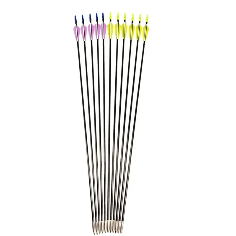 Flechas de caza con arco, 6/12 Uds., eje de flecha de fibra de vidrio, 6mm de diámetro, 3 pulgadas, plumas de goma en forma de gota de agua para deportes de caza y tiro con arco - imagen 4