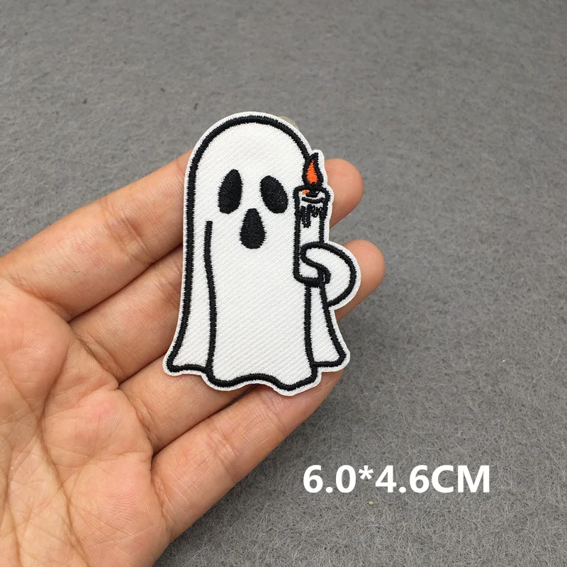 Parche bordado de calavera de Terror, parches termoadhesivos para ropa, parche Punk para insignias de ropa - imagen 4