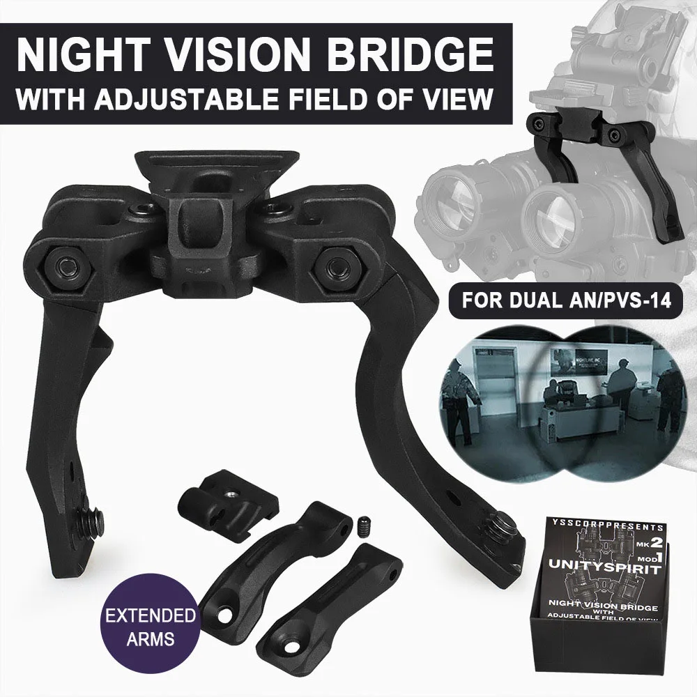Soporte de montaje de brazo ajustable NVG J, montaje de puente de PVS-14 de brazo Dual, compatible con L4G24/L4G19/NS39/AKA2, gafas de visión nocturna - imagen 2
