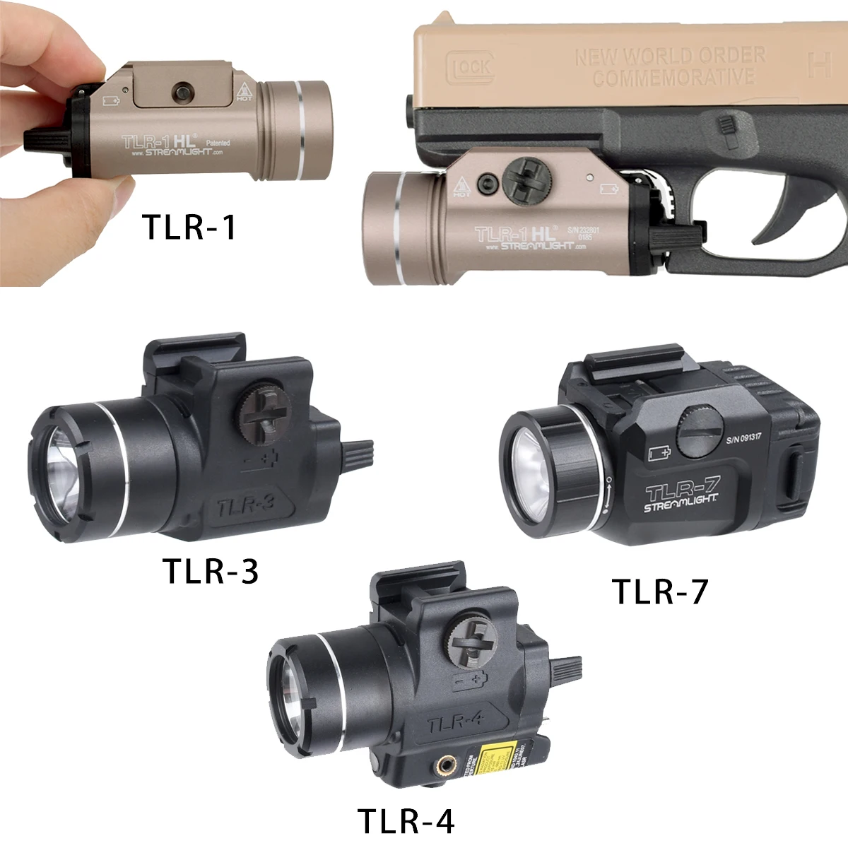 Linterna táctica TLR 7 TLR 1 TLR-3 TLR-4, luz de explorador de pistola, luz láser estroboscópica LED para G k Taurus G2c 1911, linterna de aluminio
