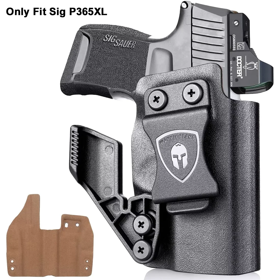 SIG P365XL Funda Kydex IWB cuero, corte óptica y garra diestra