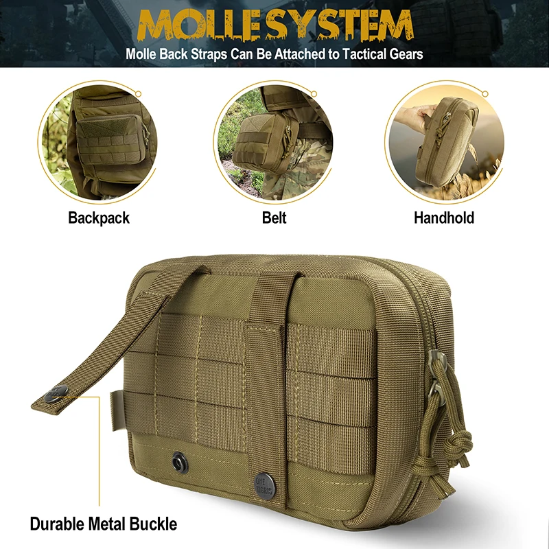 ONETIGRIS-bolsas tácticas Molle, bolsa grande para herramientas de utilidad, accesorios multiusos Molle, bolsa para cinturón - imagen 4