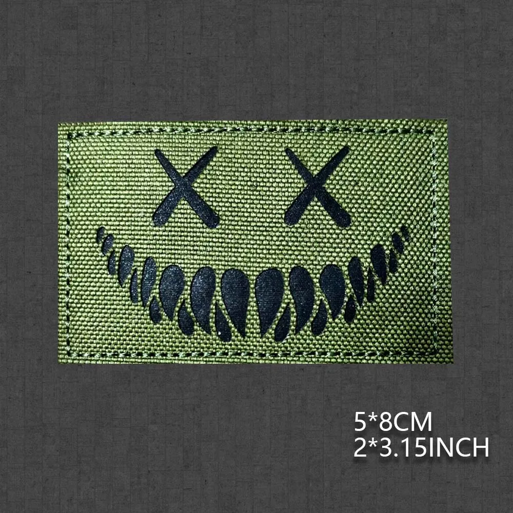 Reflejo de sonrisa malvada, calabaza, esqueleto, fantasma, parche táctico de Halloween, insignias de gancho y bucle para chaleco, sombreros, equipo, colecciones - imagen 2