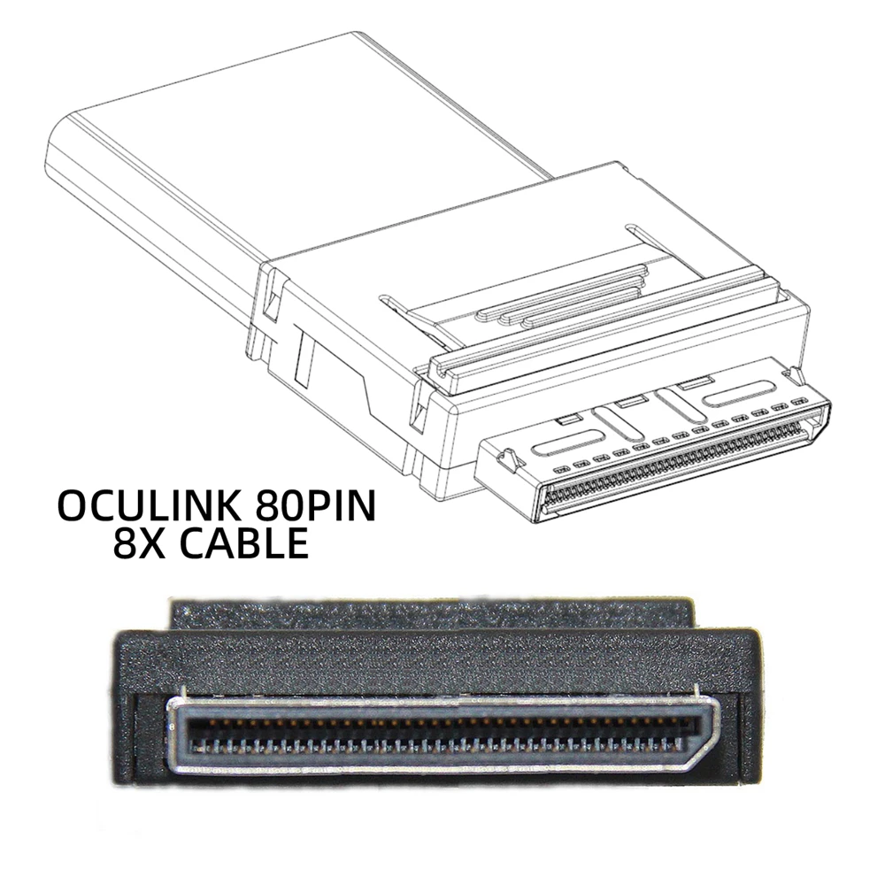CY OCuLink-Cable activo de datos SSD de 50cm, 8x 80pin PCIe SFF-8611 a SFF-8654 8i 8x Slimline - imagen 2