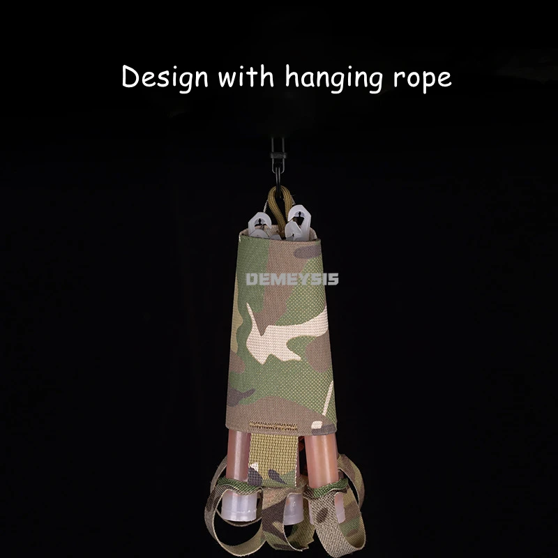 Bolsa de almacenamiento portátil con palo fluorescente táctico, sistema MOLLE, paquete de 6 barras luminosas, bolsa de tienda, bolsas para luces Chemlights de senderismo Airsoft - imagen 5