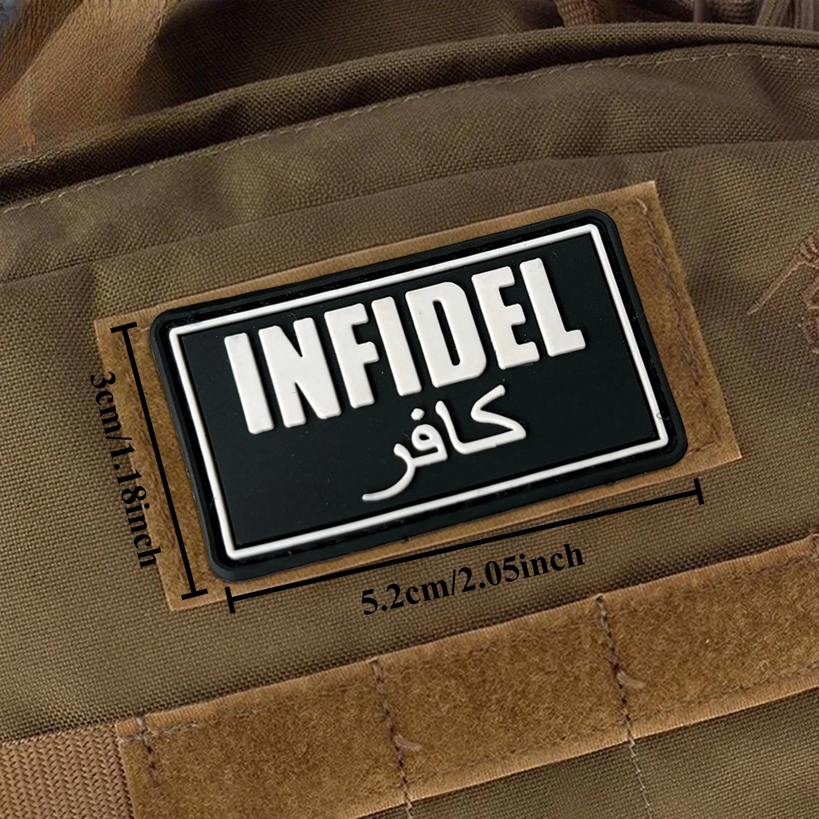 Parche táctico INFIDEL negro, parches de gancho y bucle de PVC para ropa, insignia de moral Airsoft, brazalete del ejército militar, pegatinas para mochila - imagen 2