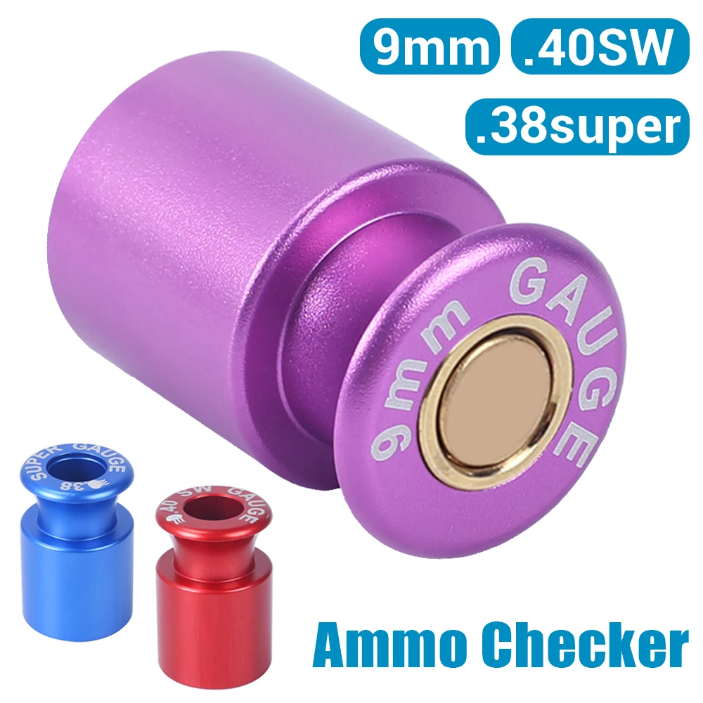 Medidor de cartucho de verificación de munición táctica para recargar damas de balas de munición para accesorios de caza de 9x19mm.38super.40S&W