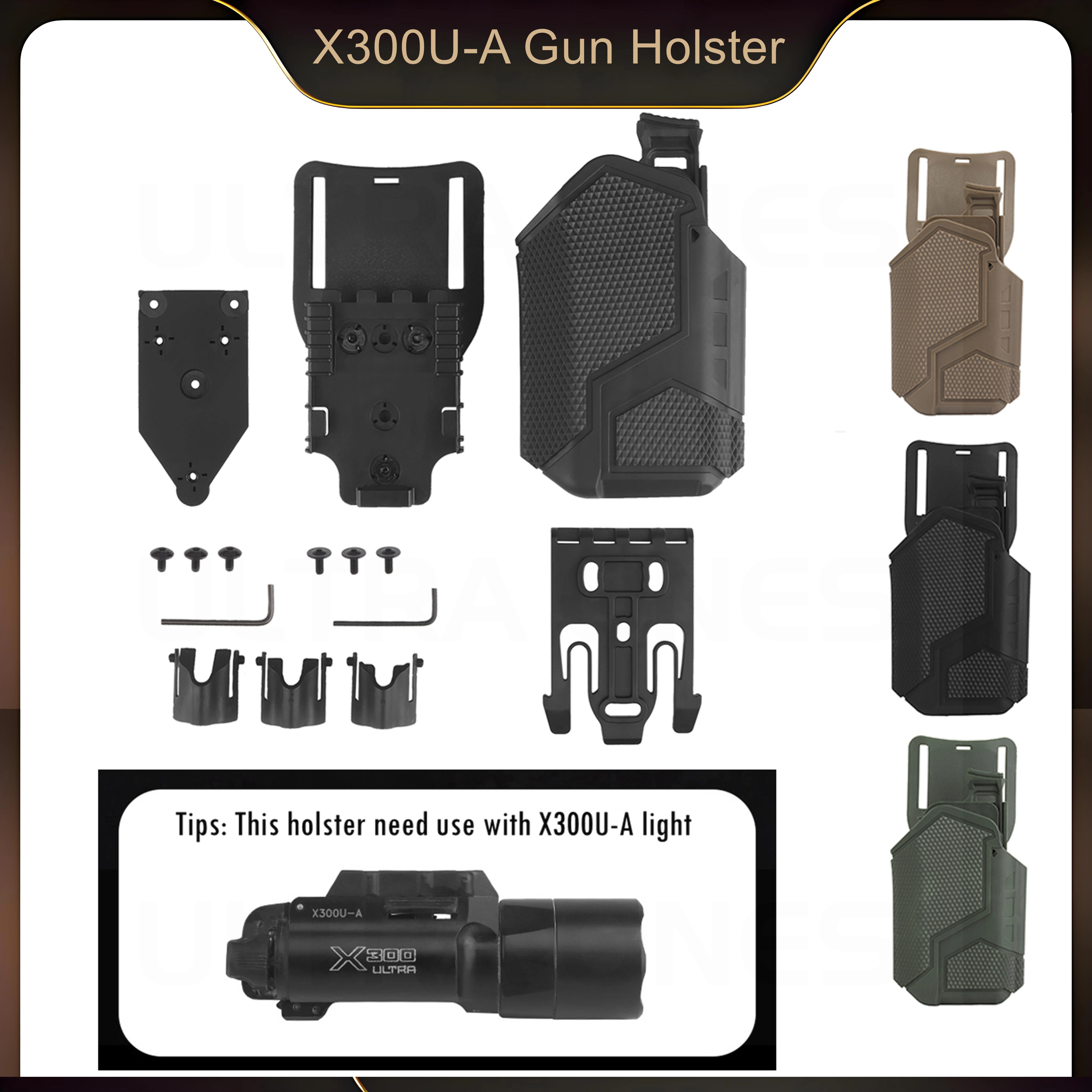 Funda para pistola táctica de liberación rápida Compatible con X300U-A funda para pistola de tiro Airsoft de caza ligera
