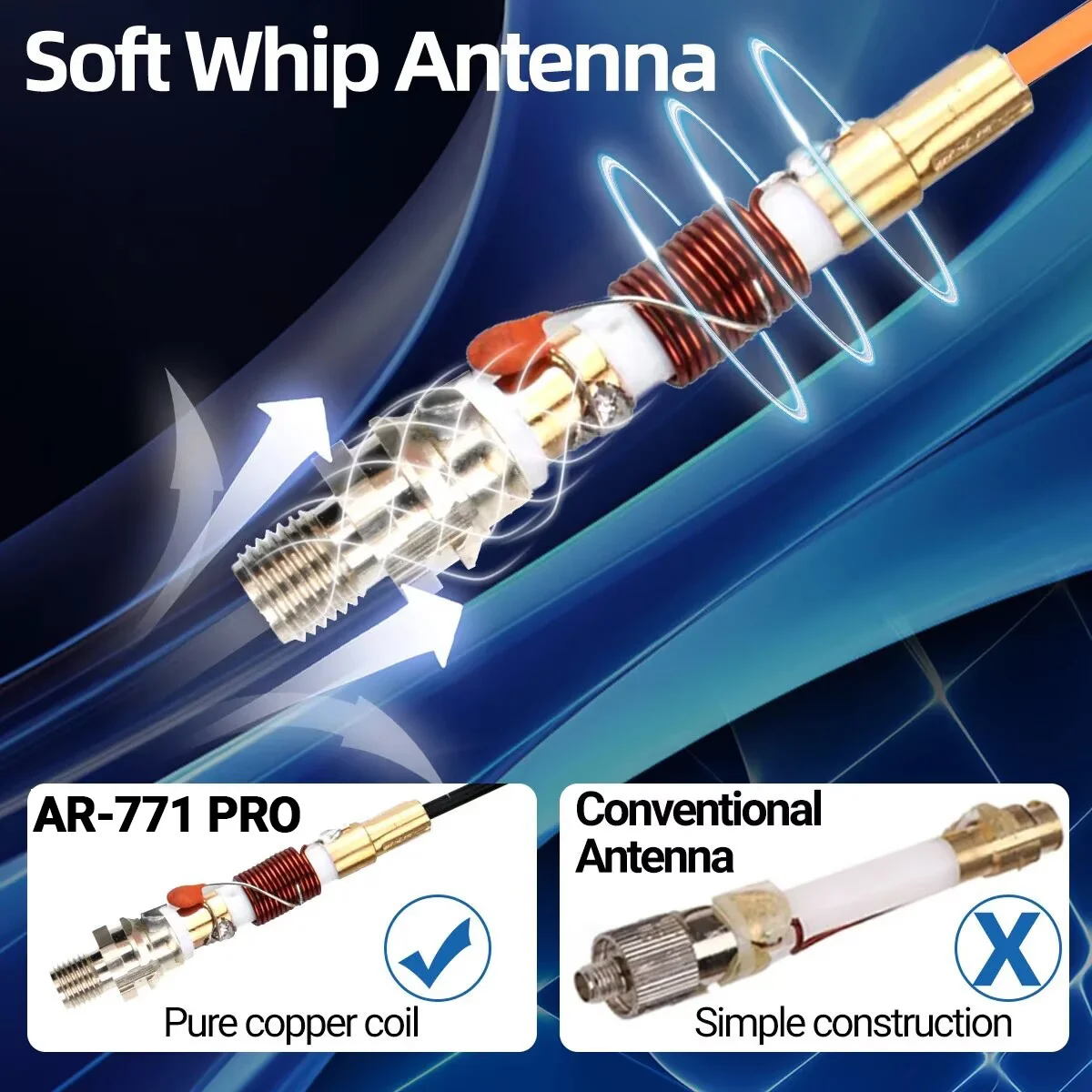 ABBREE AR-771 PRO SMA-antena hembra de doble banda de alta ganancia para Baofeng UV-5R BF-888S UV-32 Quansheng UV-K5 K6 Walkie Talkie Radio - imagen 2