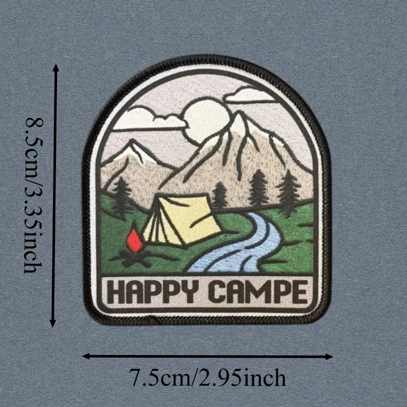 Parche de Impresión Chevron HAPPY CAMPE, Parche Táctico con Gancho y Bucle, Insignia de Moral, Adhesivo Decorativo para Mochila, Parches para Ropa - imagen 3