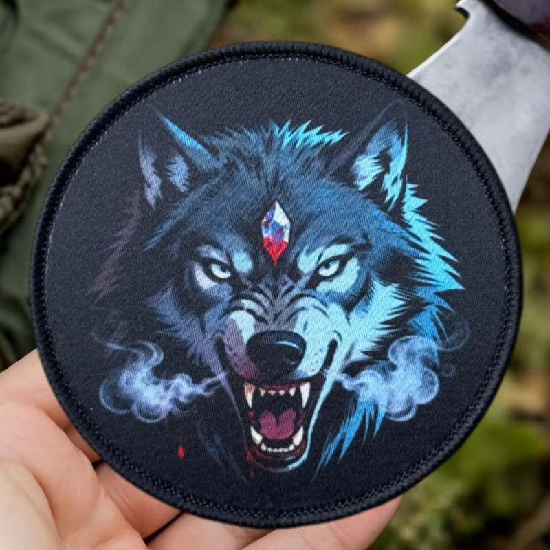 Blauer Parche táctico cabeza de lobo con velcro - imagen 5