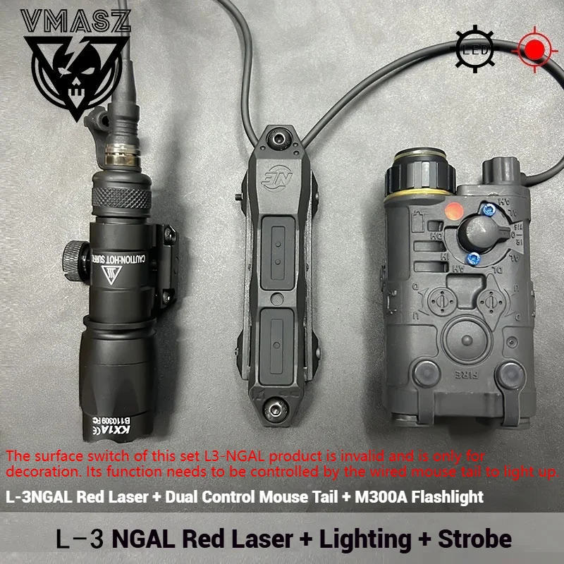 Element L3-NGAL Puntero láser Estuche táctico láser rojo y verde de nailon con luz estroboscópica LED para equipos tácticos al aire libre