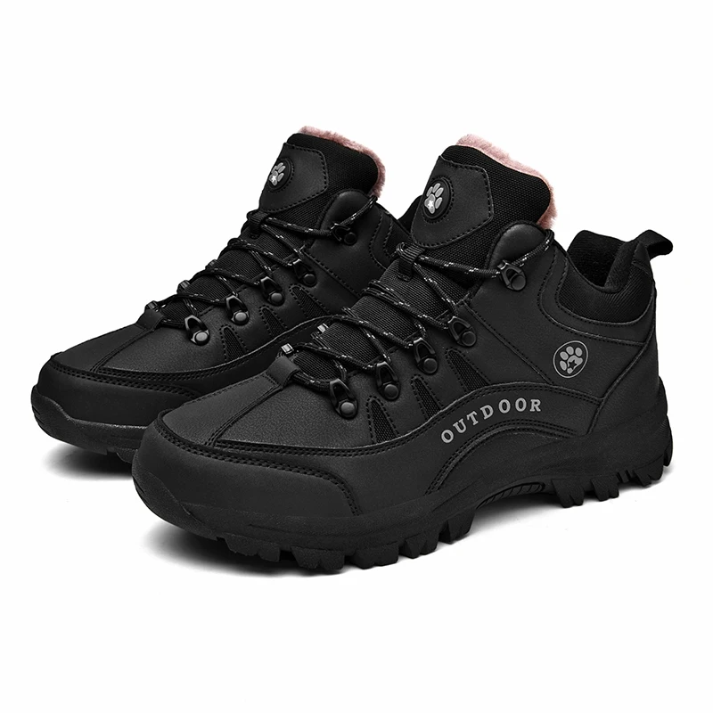 HIKEUP-Botines impermeables de cuero genuino para hombre y mujer, botas de nieve transpirables, de goma, seguridad en el trabajo, Invierno - imagen 5