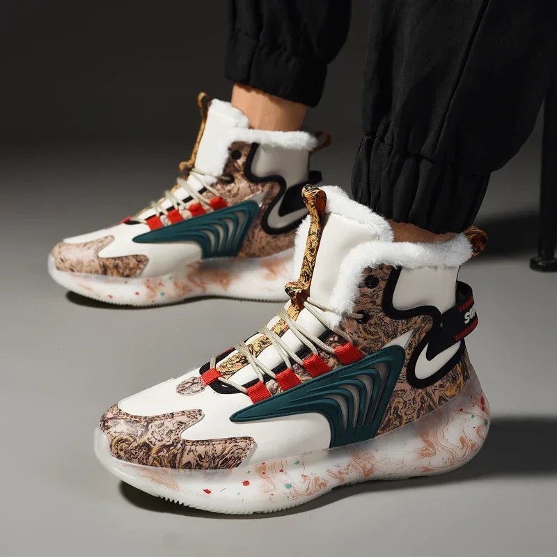 Botas cálidas de felpa para hombre, zapatos antideslizantes impermeables y a la moda, botines de suela gruesa para invierno, novedad de 2023 - imagen 4