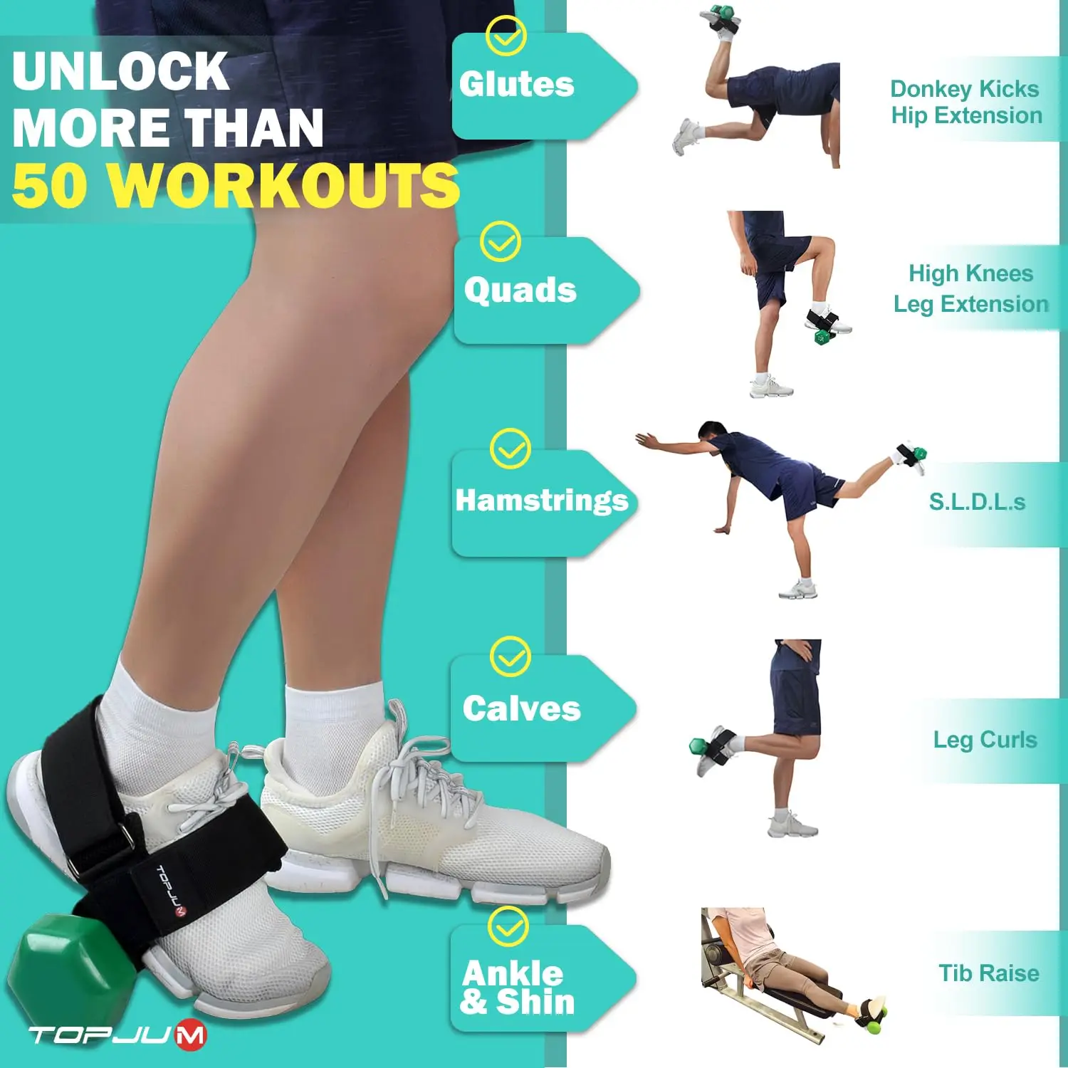 Accesorio para pie con mancuernas, entrenador tibial, pesas ajustables para tobillo, correas para tobillo para levantamiento de pesas, entrenamiento de piernas para flexores de cadera