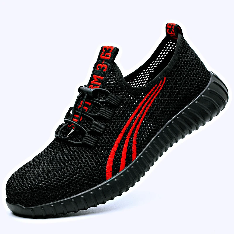 Zapatos de seguridad para el trabajo transpirables para hombre, botas de seguridad para construcción antideslizantes de acero a prueba de perforaciones para exteriores, zapatos con puntera de acero - imagen 3