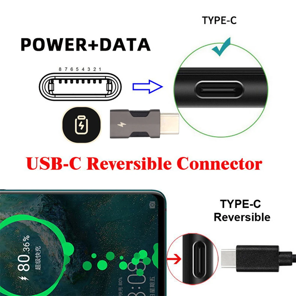 Chenyang-Adaptador USB 3,1 tipo C macho a 8P hembra 27W, convertidor 15 Compatible con iPhone y Android, 2 unidades por juego - imagen 3