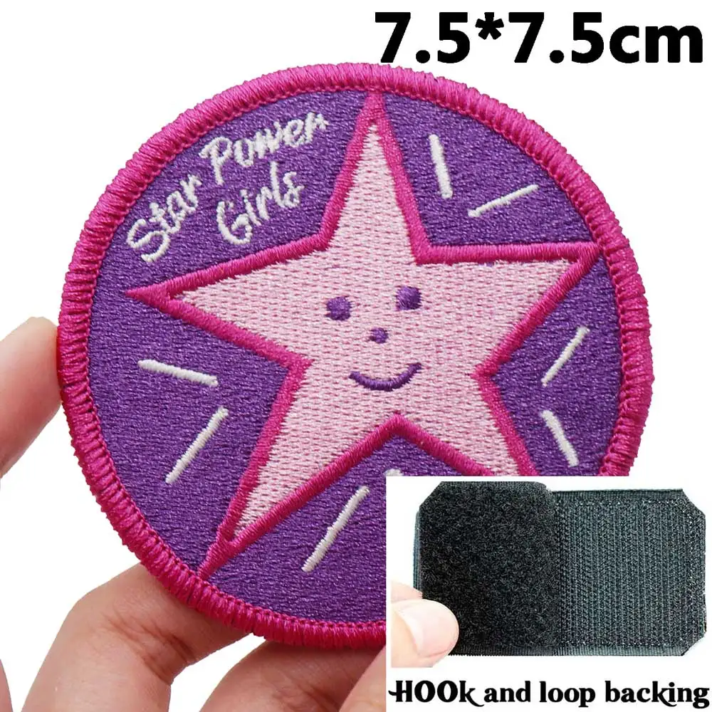 Parches bordados Star power girl, apliques de etiqueta de costura, banda de motorista punk, insignias de ropa de Rock con respaldo de gancho - imagen 2