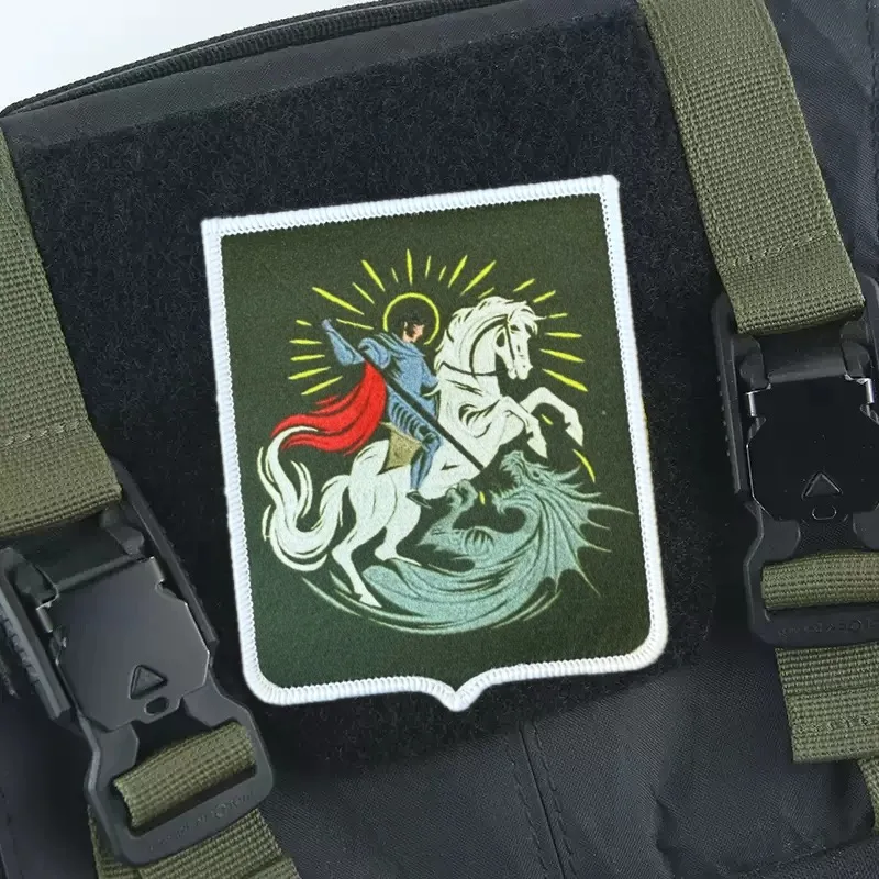 Parche táctico "Saint George Slaying The Dragon", insignia de moral con gancho y bucle, parche militar para mochila, ropa decorativa - imagen 3