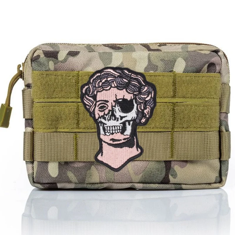 Parche bordado de calavera de David para ropa, insignia de moral táctica, parches de gancho y bucle, pegatinas para mochila, apliques - imagen 2