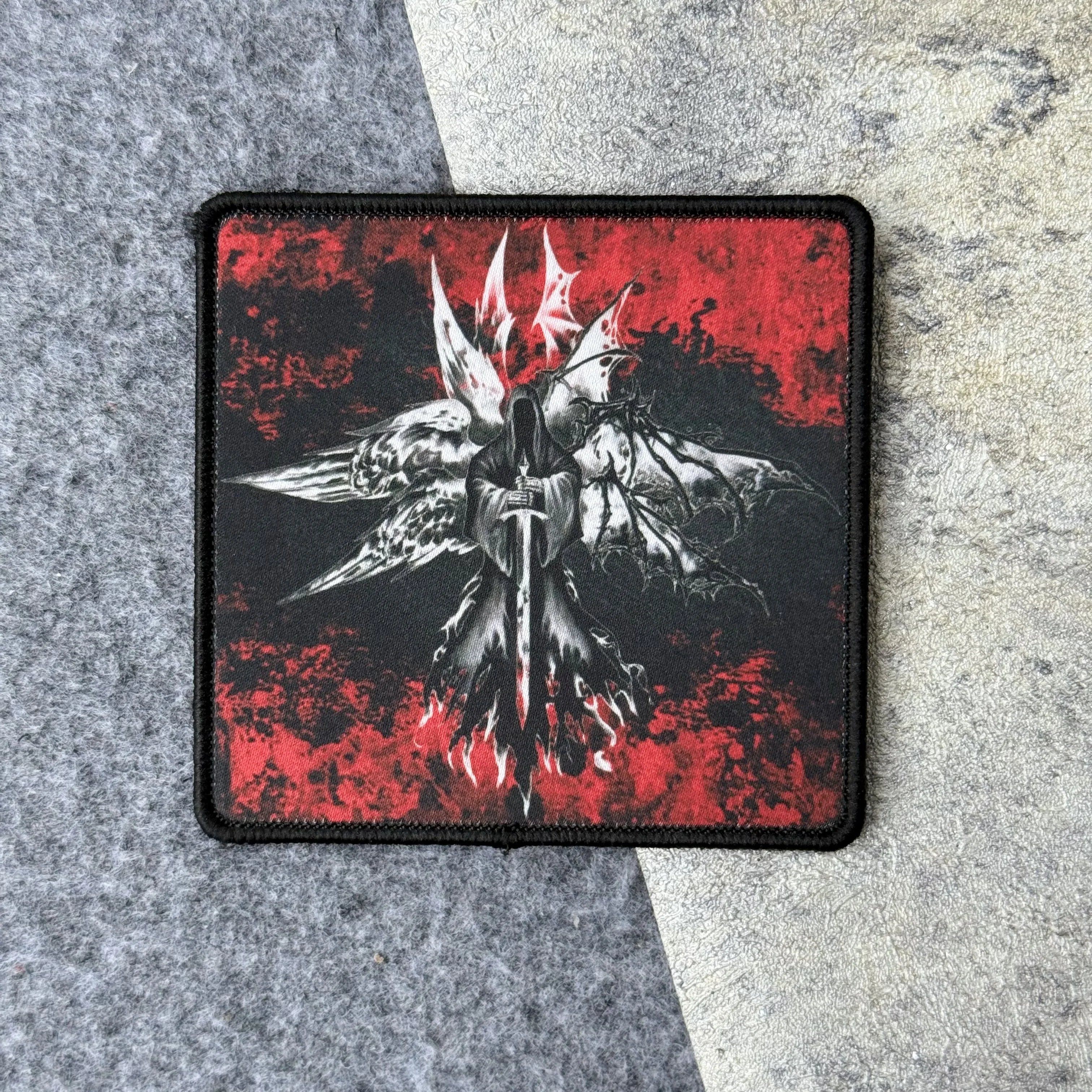 Parche táctico del ángel de la muerte y el vitorioso George Morale, pegatina para mochila militar, parches de gancho y bucle bordados - imagen 5