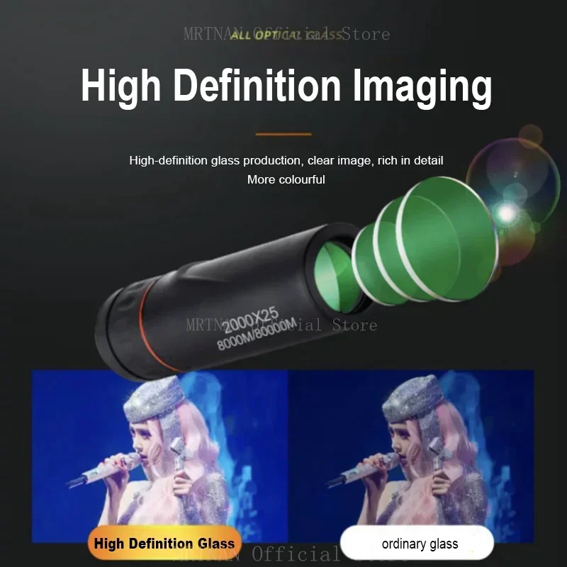 Telescopio Monocular para exteriores, Mini telescopio portátil de 2000x25 HD para teléfono móvil, con soporte, para acampar, cazar, avistamiento de aves - imagen 5