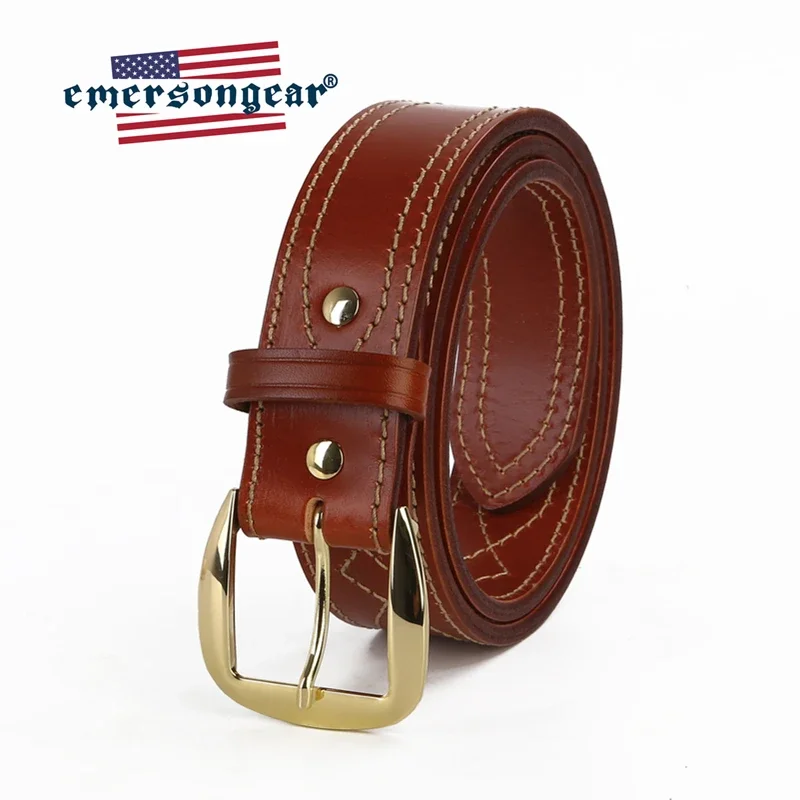 Emersongear-Cinturón de cuero para hombre, cintura táctica SB6, cosido elegante, correa de trabajo de 1,75 pulgadas, hebilla de latón, sillín Superior para exteriores - imagen 2
