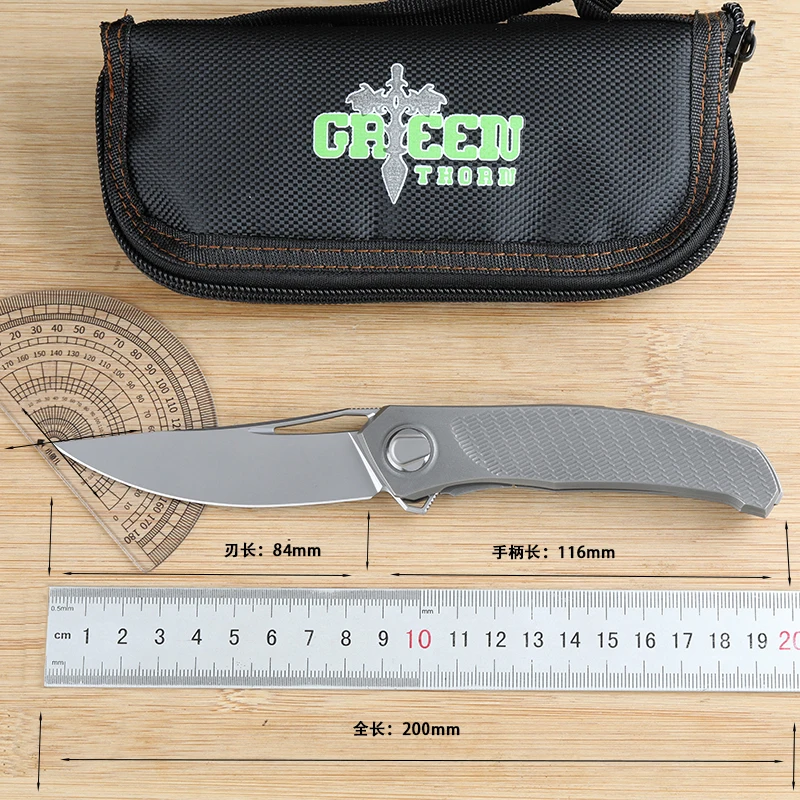 Cuchillo plegable EDC Espina verde con hoja VG10 y mango 3D titanio