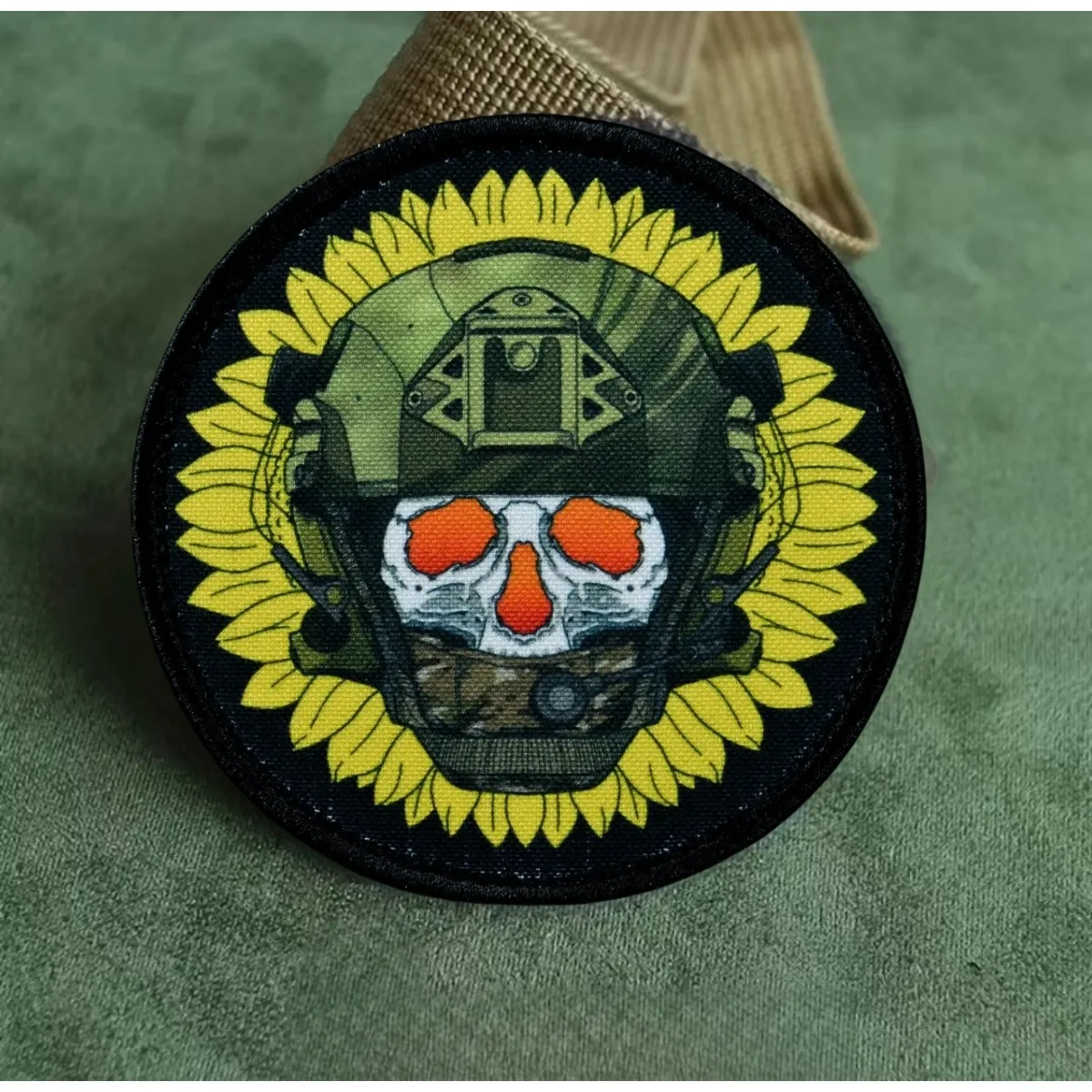 Parche de insignia de moral de girasol, parches tácticos de ejército para operaciones especiales, parches impresos de soldado esqueleto para ropa, pegatina para mochila