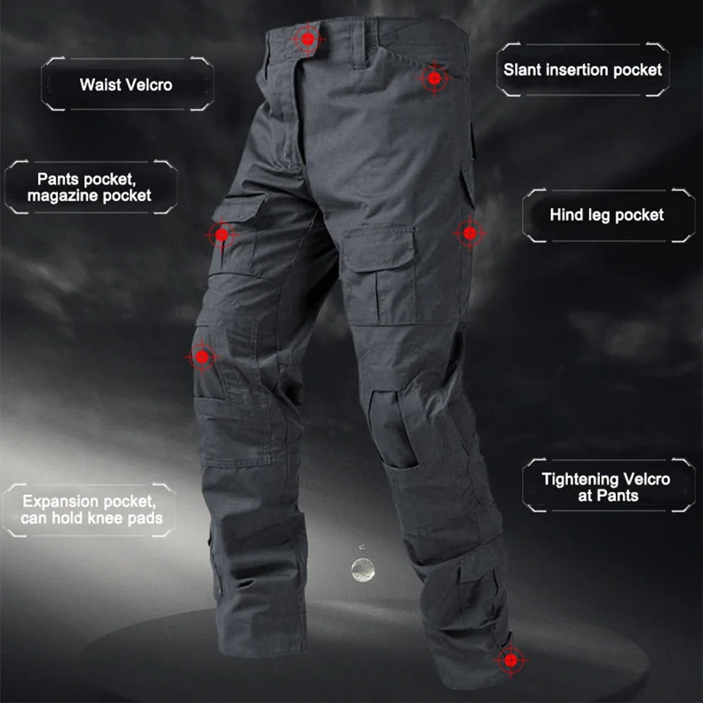 Pantalones de camuflaje tácticos sin almohadillas, pantalones de combate para entrenamiento de caza, pantalones Cargo Ripstop, ropa de trabajo para hombres, pantalones de senderismo - imagen 4
