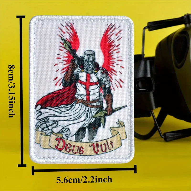 "Deus Vult, esto es lo que quiere Dios", parche táctico moral, emblema de gancho y bucle impreso, insignia militar, brazalete de combate, pegatinas para mochila - imagen 3