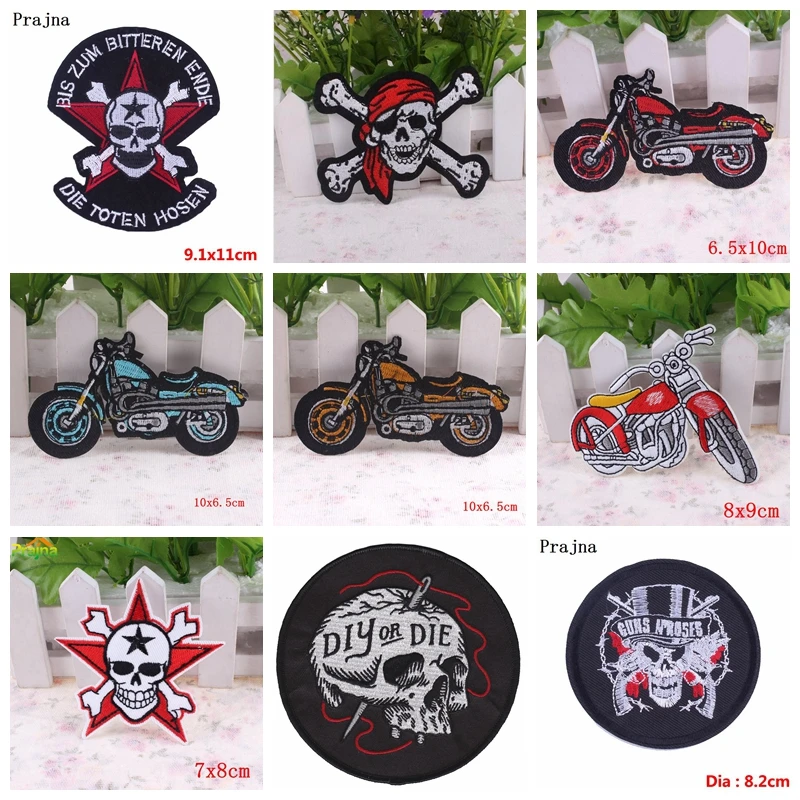 Parches bordados Punk/Skull para ropa, parches termoadhesivos para planchar en motocicleta, DIY, 10 unids/lote - imagen 4