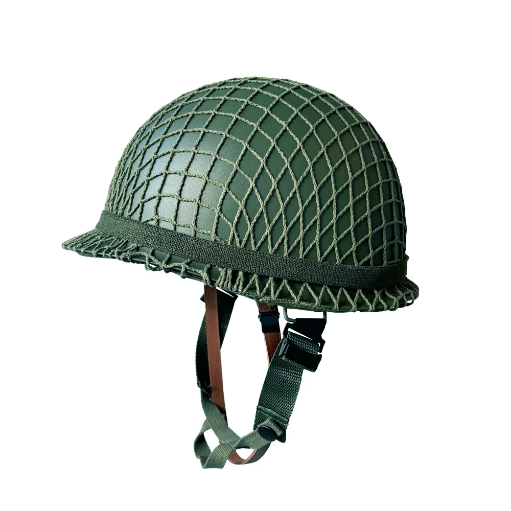 Casco de soldado WW2 M1, casco de EE. UU. para hombre, cubierta de red, ojo de gato, equipo integrado, combinación de casco de Metal - imagen 5