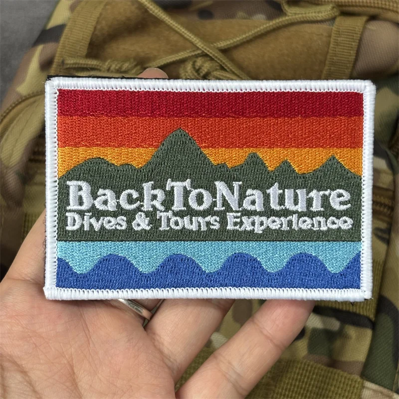 Parche bordado militar "Back To Nature", insignias de moral táctica con gancho, parches, pegatinas para mochila para ropa