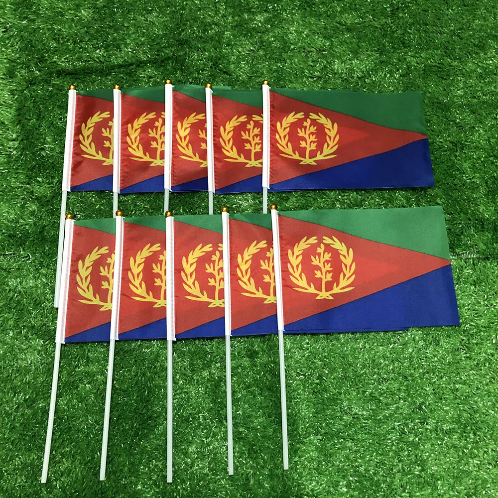 Bandera de Eritrea de poliéster con asta de plástico para decoración - imagen 3
