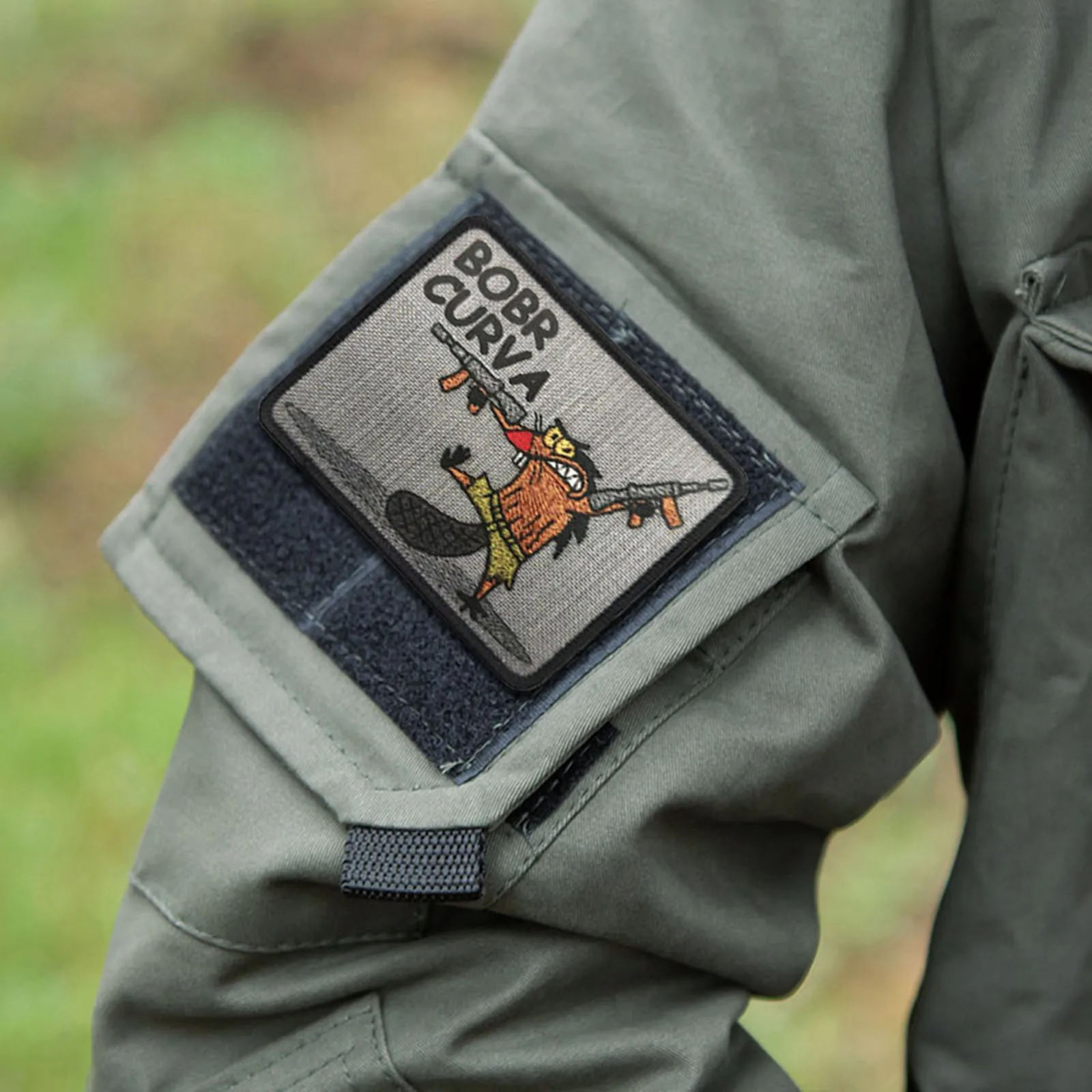 Parche táctico Bobr Curva, parches divertidos de gancho y bucle, insignia de moral, brazalete del ejército militar, pegatinas para mochila