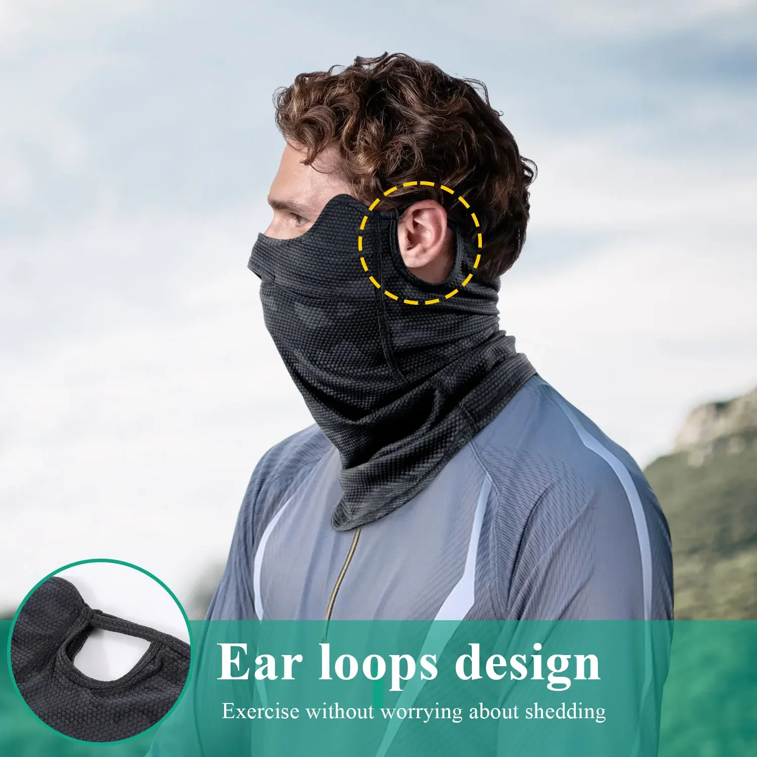 Pañuelo para ciclismo, bufanda con orejas colgantes, máscara facial táctica transpirable, deporte, senderismo, bicicleta, Camping, montar, esquí al aire libre, cubierta para el cuello - imagen 2