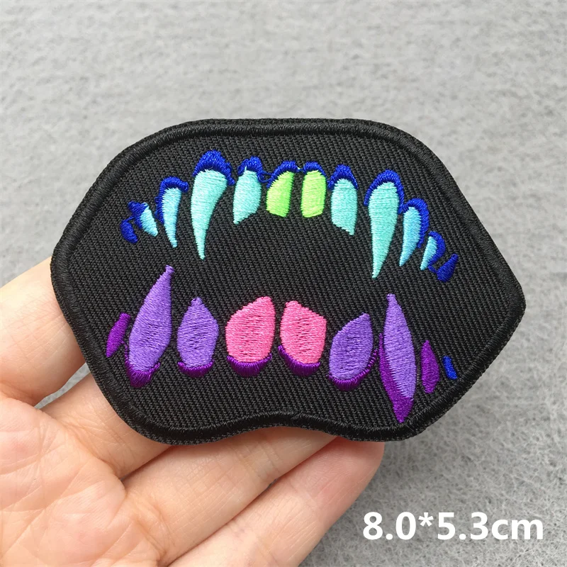 Parche bordado de letras de colores de dibujos animados, apliques de costura, parches termoadhesivos para ropa, pegatina Punk de chaqueta DIY - imagen 3