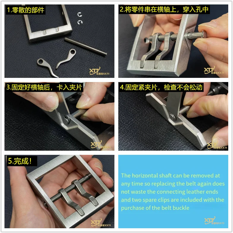 Hebilla de cinturón de titanio puro para hombres, doble aguja, ancho interior de 45MM, cinturón extendido antialérgico - imagen 4