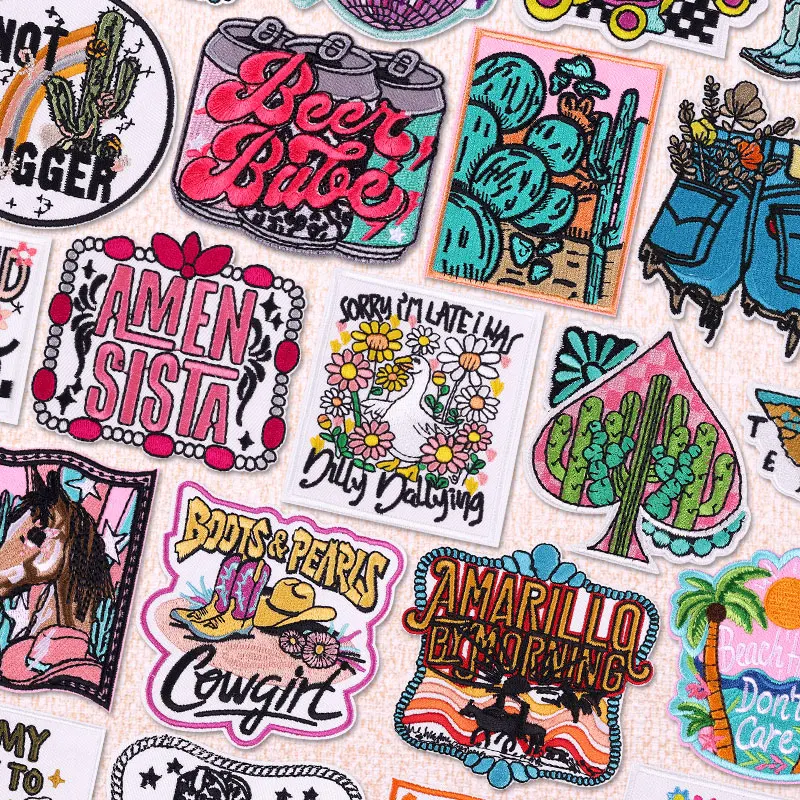 Parche bordado con letras de flores, parches para planchar para ropa, parches de dibujos animados en ropa, apliques de parche para planchar y coser DIY - imagen 2