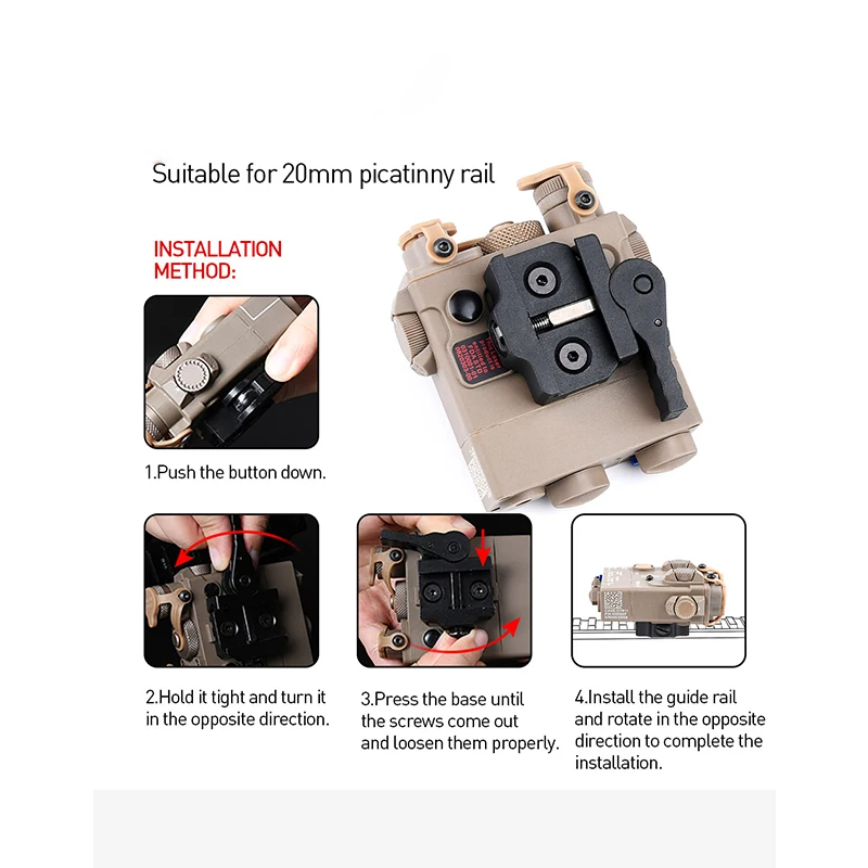 WADSN-DBAL-A2 de punto rojo/verde, láser único, Airsoft, Dbal, indicador de caza, vista Dbal A2, Base de montaje de liberación rápida, compatible con riel de 20MM - imagen 5