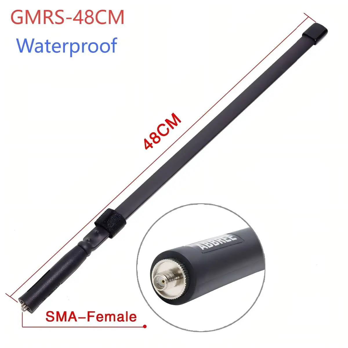 ABBREE GMRS-48CM antena táctica impermeable SMA-hembra 462-467MHZ especialmente diseñada para Baofeng GM-9R Walkie Talkie - imagen 2