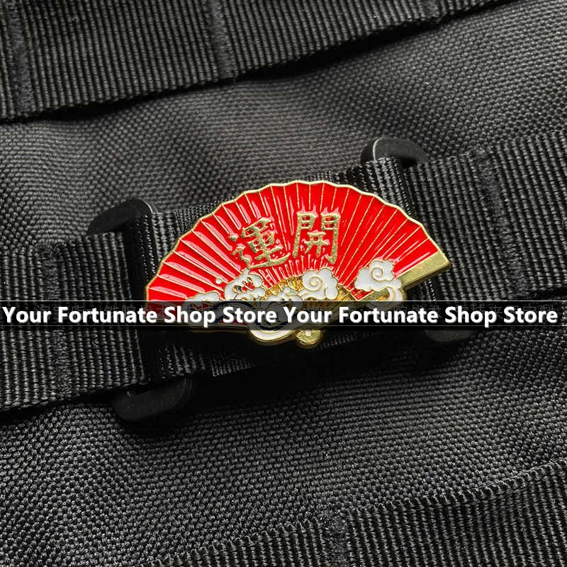 Get Lucky Palm-leaf Fan parches de Metal rojo buena suerte Punka divertido vintage Fans insignia táctica para ropa, bolso, chaqueta, aplique DIY - imagen 5