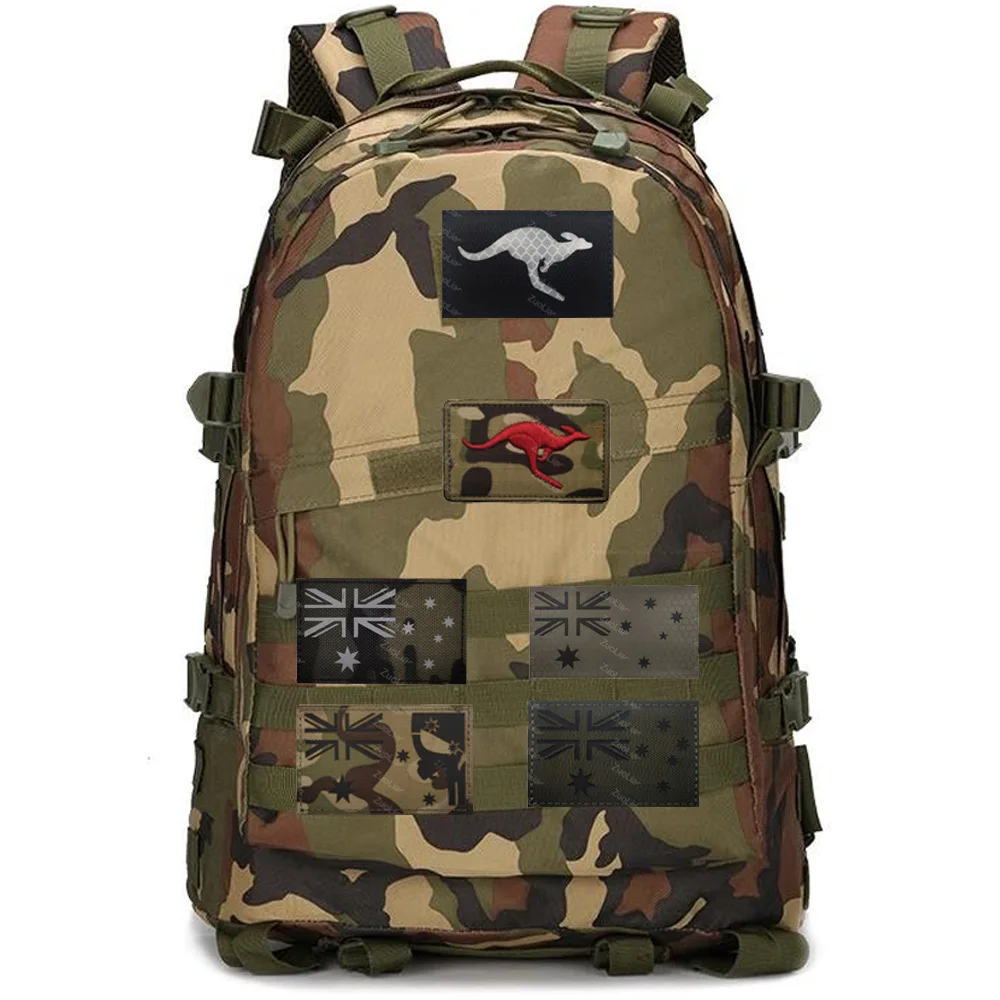 Venta caliente bandera australiana PVC + brazalete bordado 3D mochila pegatina IR reflectante canguro insignia gancho bucle parches - imagen 3