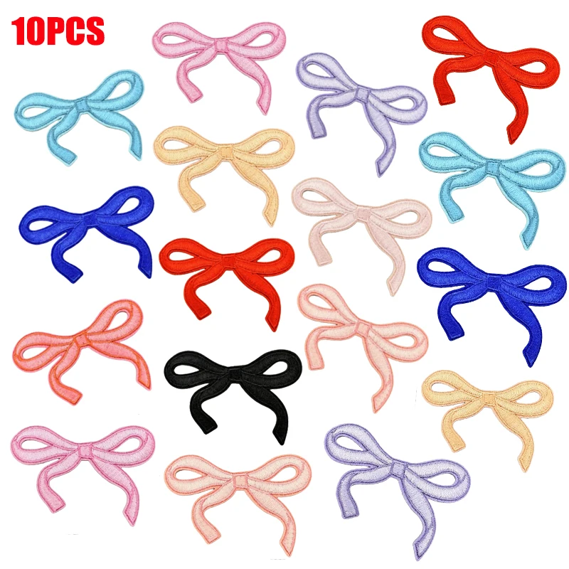 10 Uds. Parche bordado con lazo de mariposa colorido, falda, sombrero, zapatos, apliques bordados para coser, decorar parches para planchar para ropa DIY