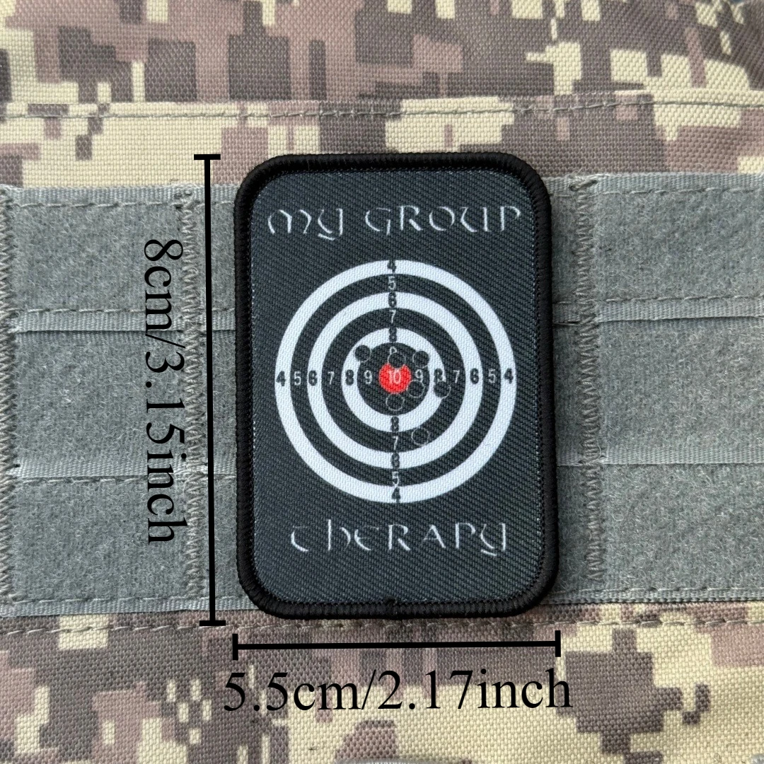 Parches impresos de moral táctica con gancho y bucle de tiro objetivo de terapia de mi grupo para ropa, brazalete militar, pegatinas para mochila - imagen 3