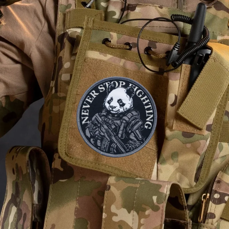 Nuevas pegatinas de tela tejida de Sheikh, insignia de moral de Panda de camuflaje para exteriores, brazalete bordado con gancho y bucle, pegatinas para mochila - imagen 4