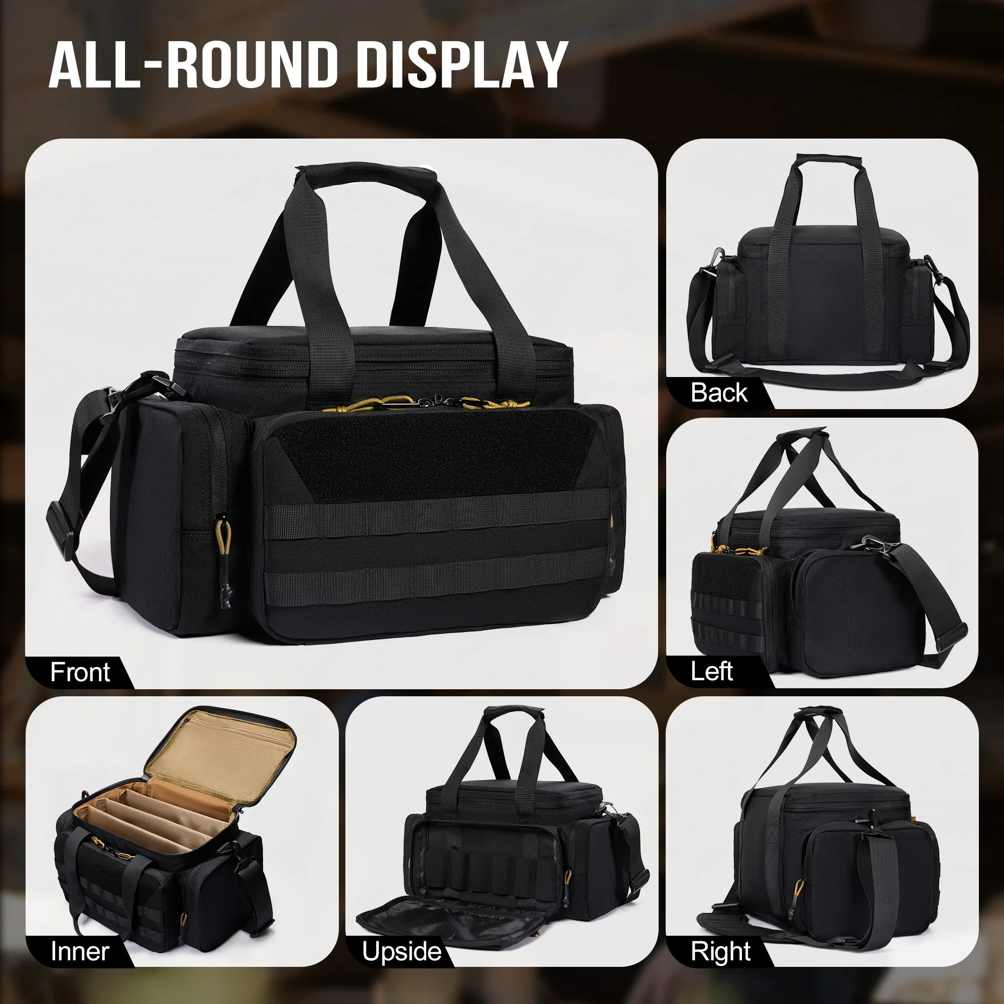 ONETIGRIS Bolsa de alcance para pistola, bolsas de tiro de caza para pistola con 3 divisores extraíbles Bolsa de lona para pesca, senderismo, deportes - imagen 5