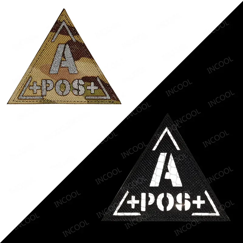 Sangre reflectante tipo A B AB O POS positivo NEG parche bordado negativo insignias decorativas tácticas que brillan en la oscuridad para ropa - imagen 3
