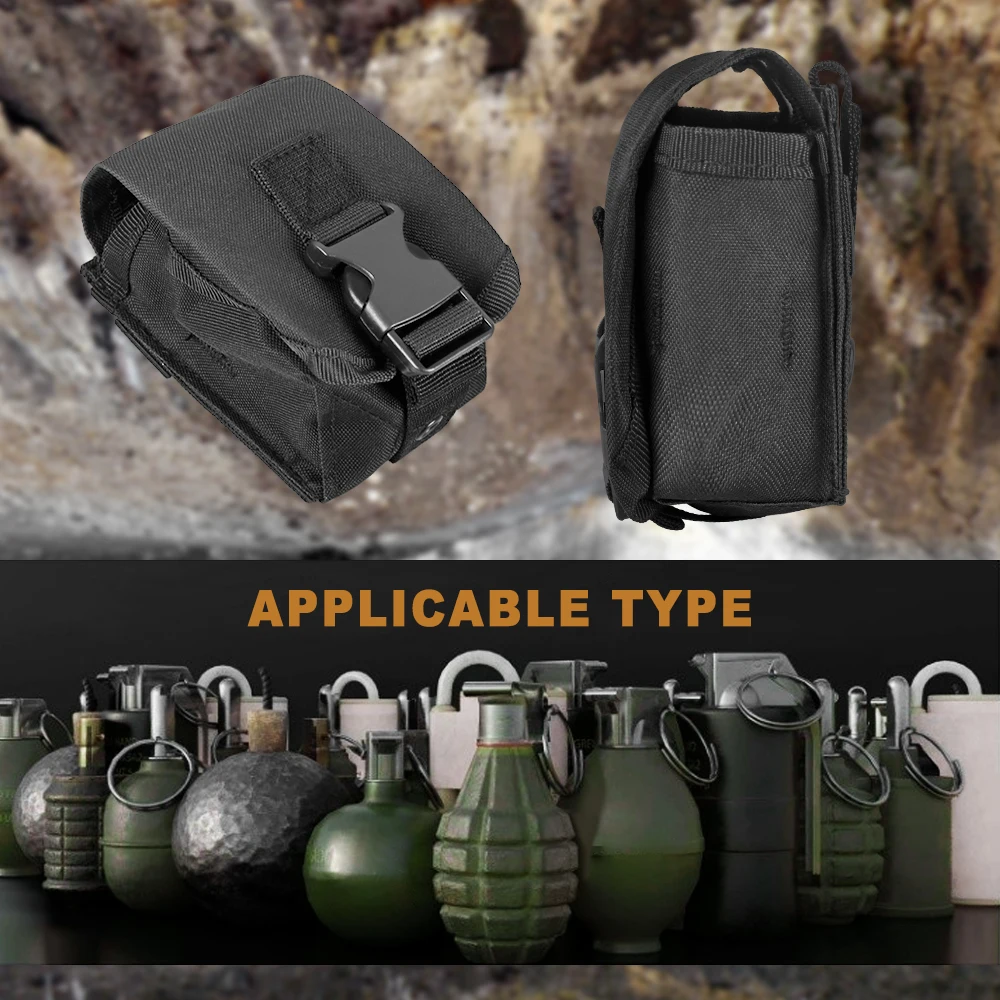 Bolsa de nailon 600D para Granada individual/doble, bolsa para Granadas Molle Frag para caza al aire libre, accesorios de Paintball CS, equipo Airsoft - imagen 5